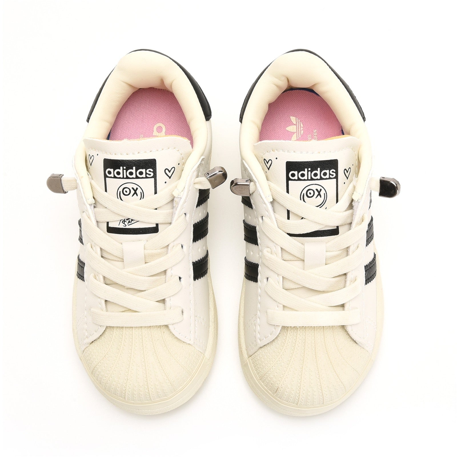 Adidas shell toe lace-up sneakers " white, black"