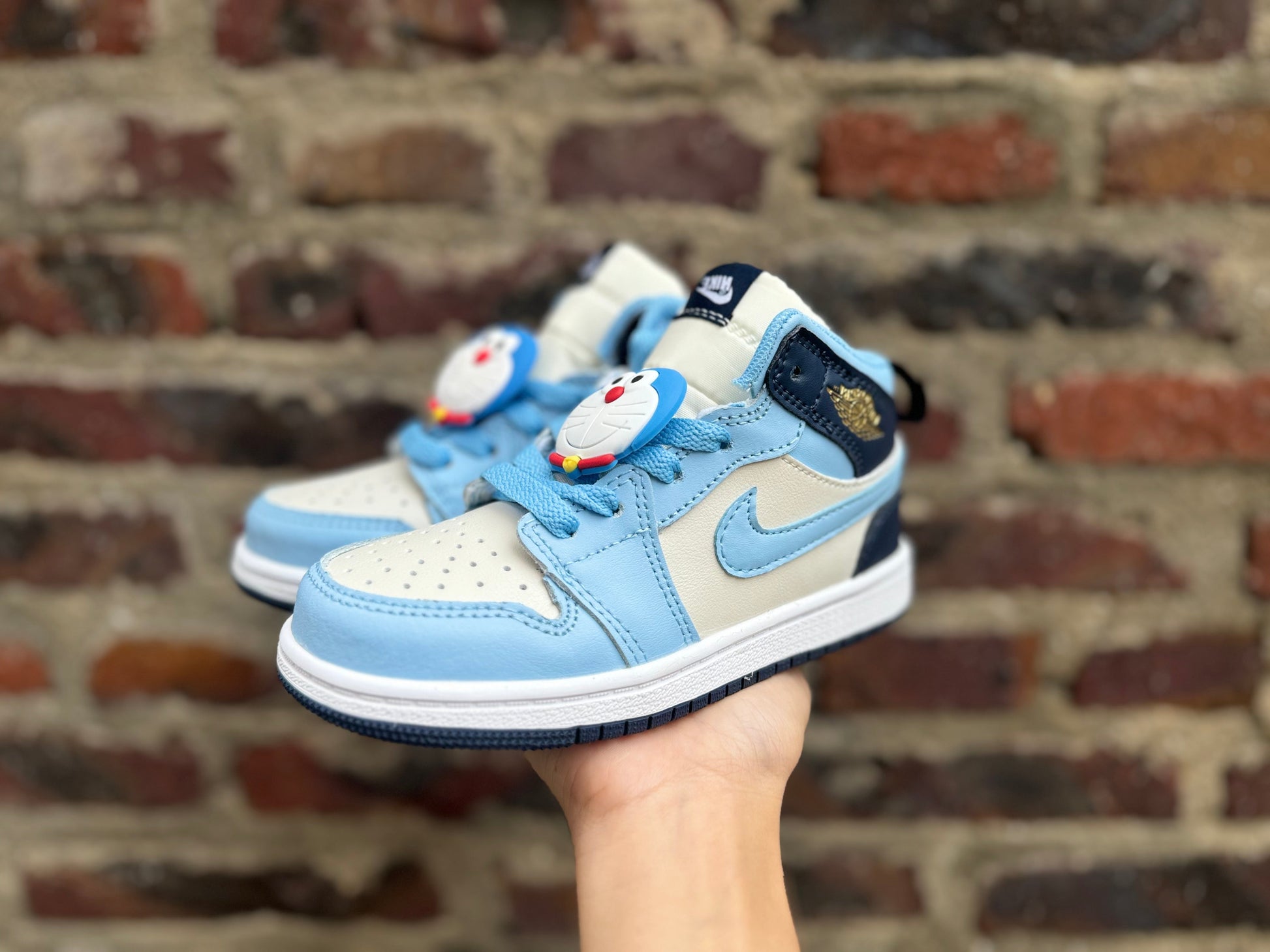 Joe 1 lace up" white, sky blue"