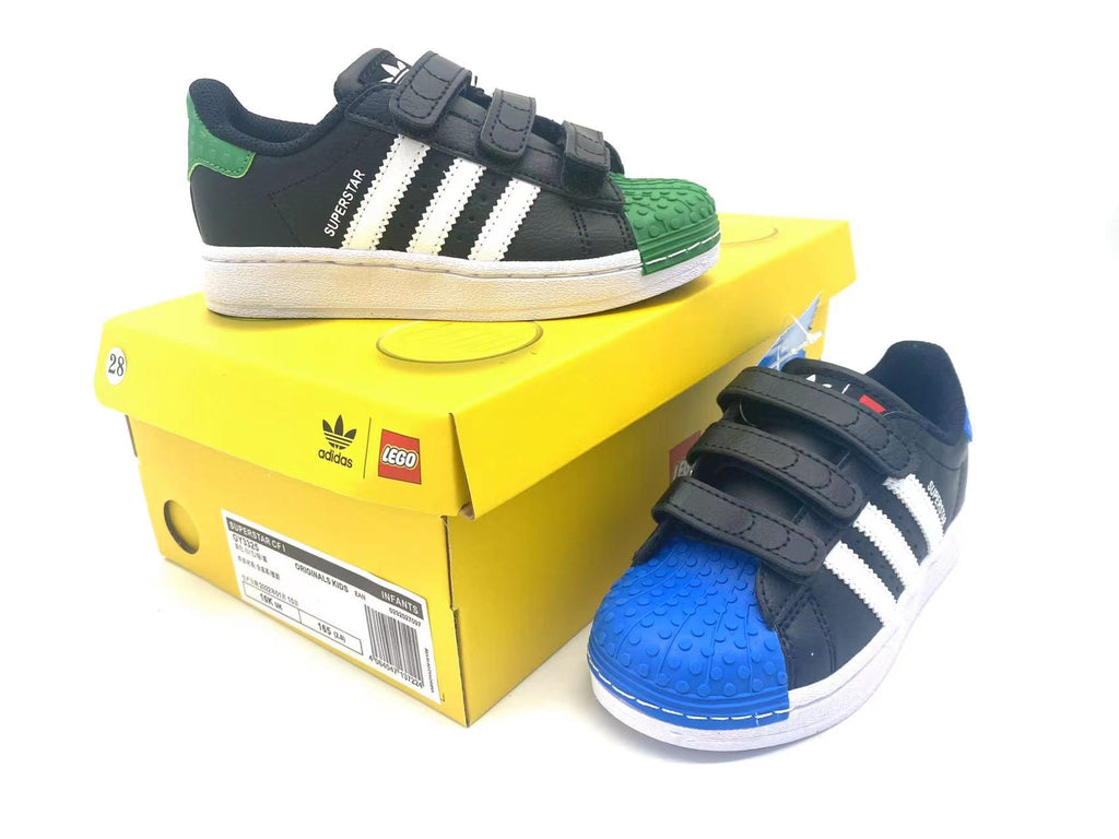 Adidas classic shell toe children's shoes" black, blue, green"
