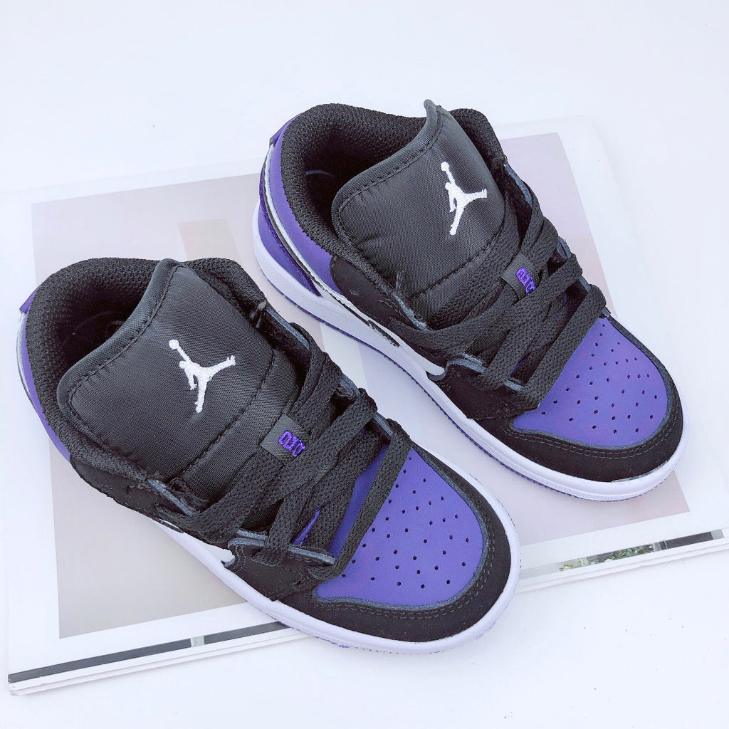 Joe 1 low-top elastic buckle parent-child shoes" black, purple"