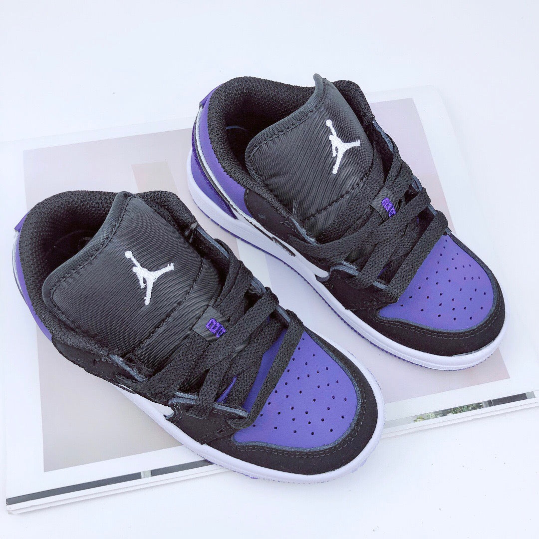 Joe 1 low-top elastic buckle parent-child shoes" black, purple"