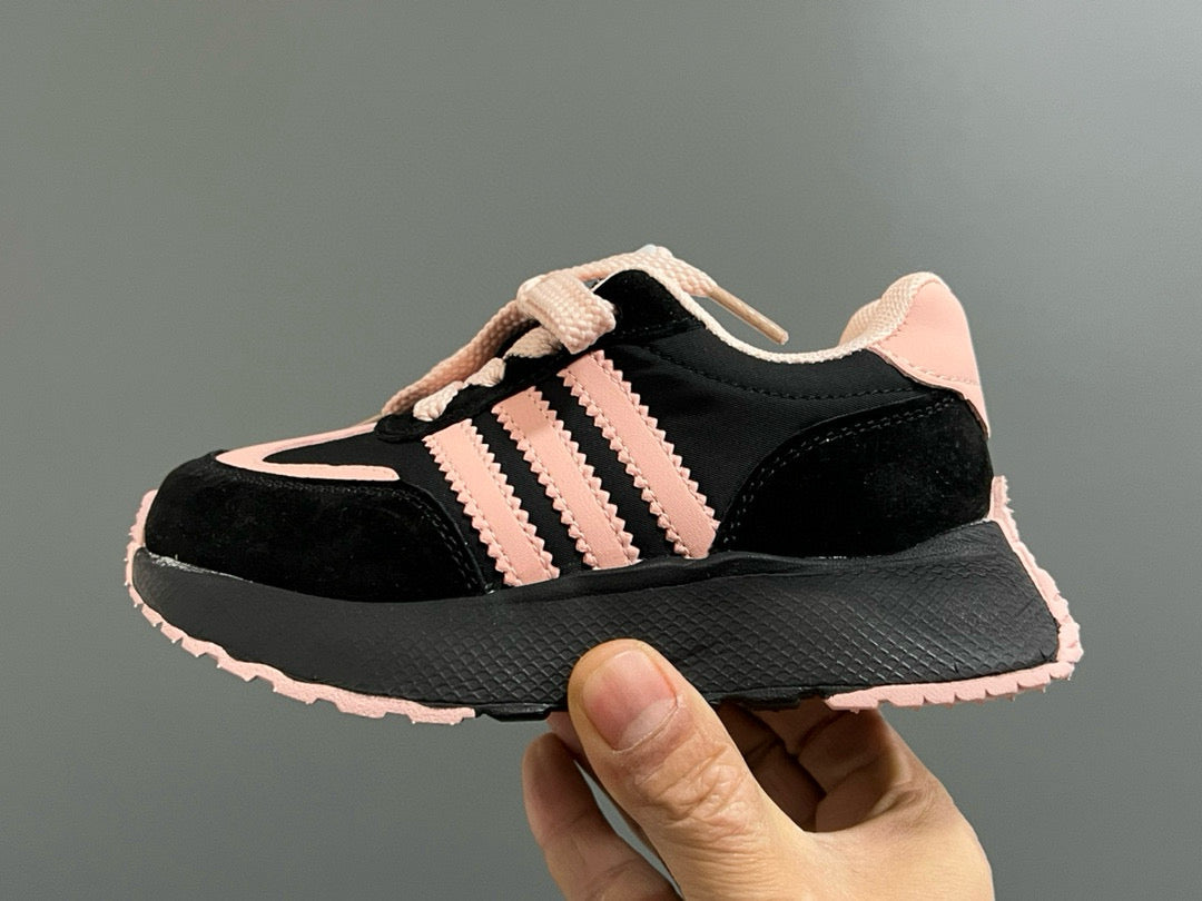 Adidas three stripes Velcro children's shoes " black, pink"