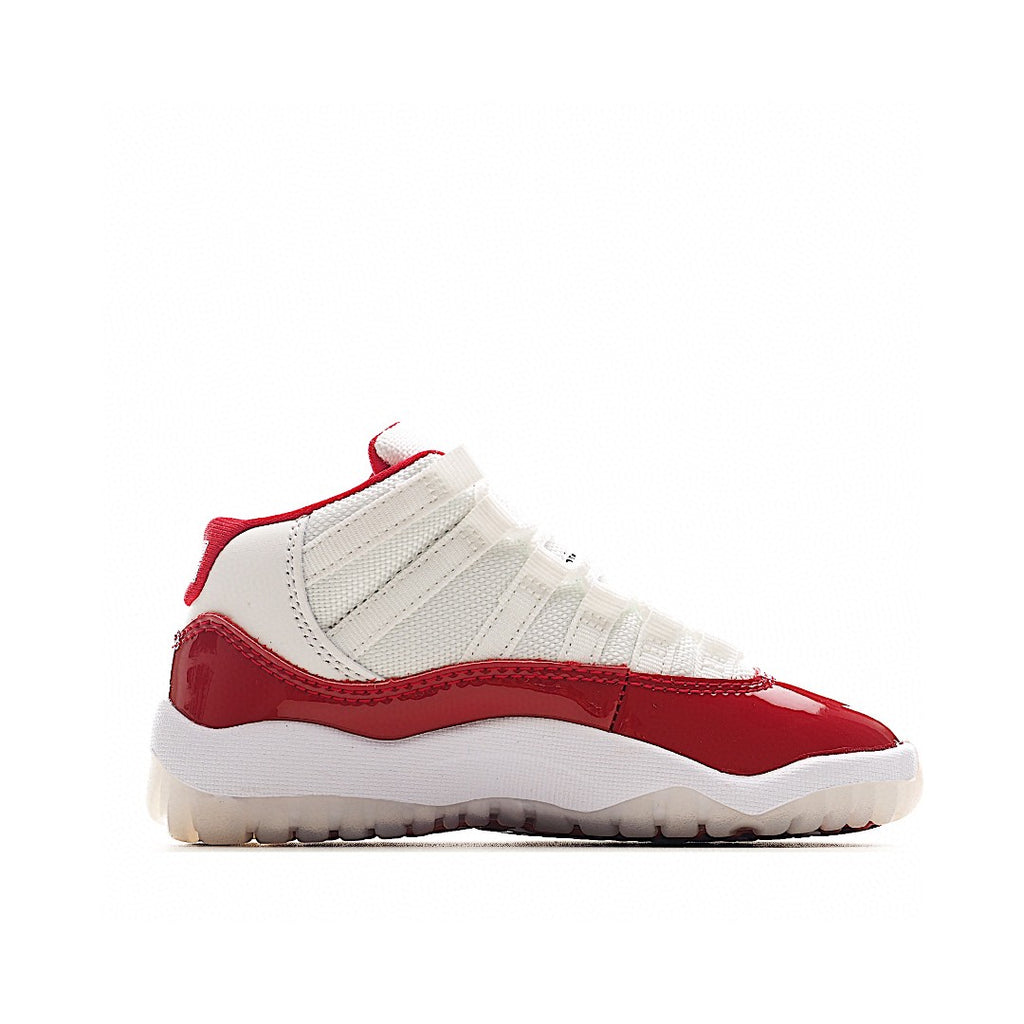The classic AJ11 is back, mid-top" white, red"