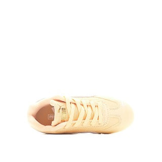 Puma racing shoes 🏎️🏎️🏎️🏎️🏎️" A light, peachy orange"
