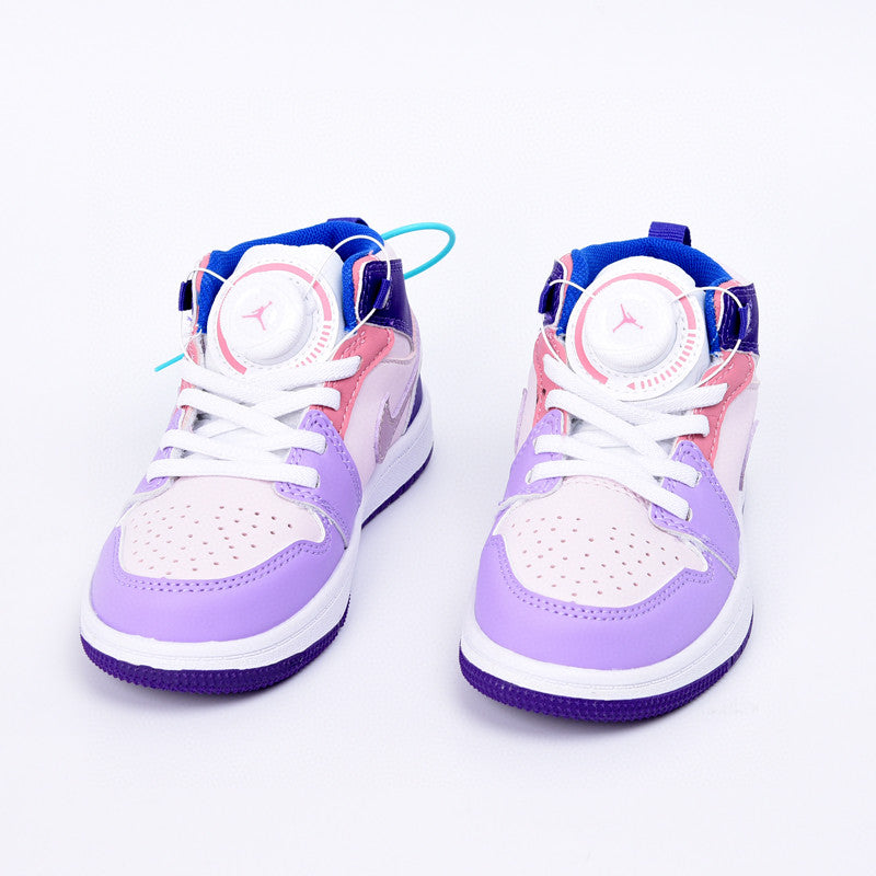 Joe 1 rotating button high top children's shoes" blue, purple, rose"