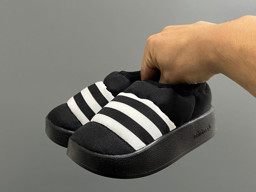 Adidas Bread Children's Slip-On Cotton Shoes" black"