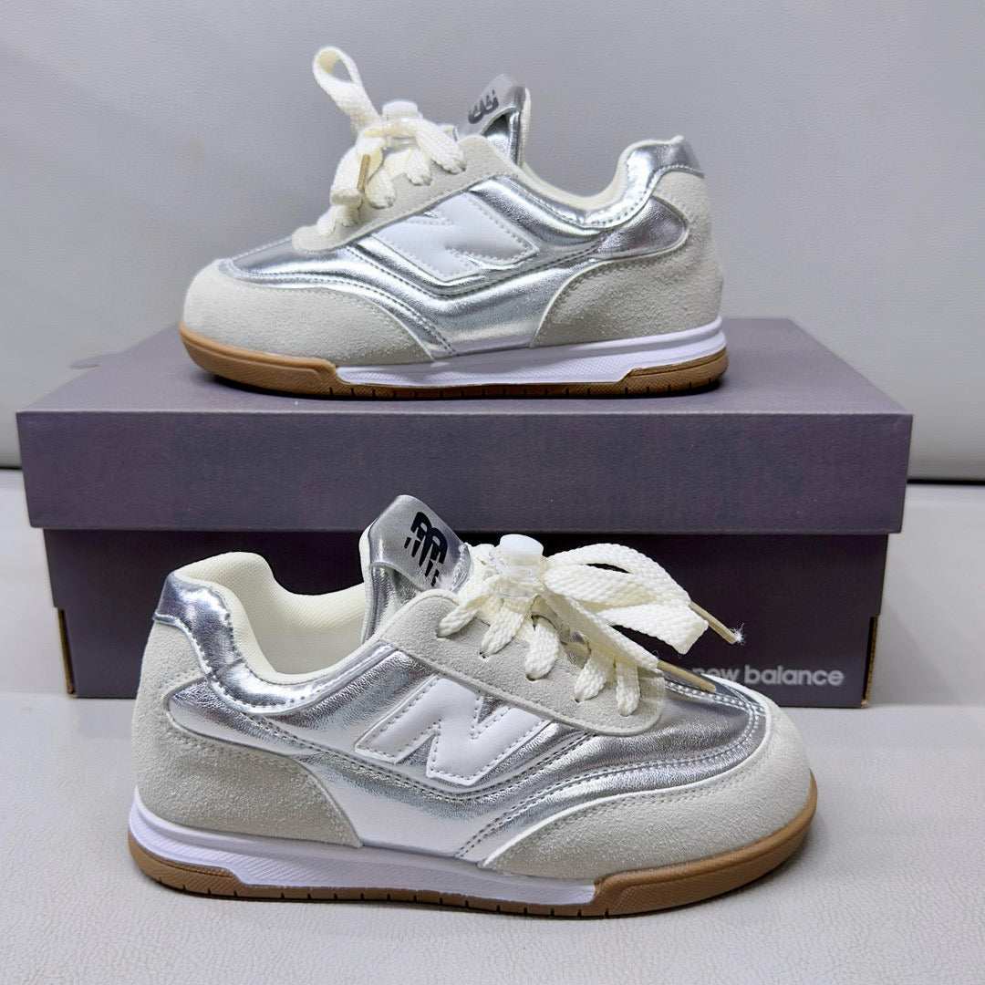 NB URC42LA lace-up buckle children's shoes" gray, silver"