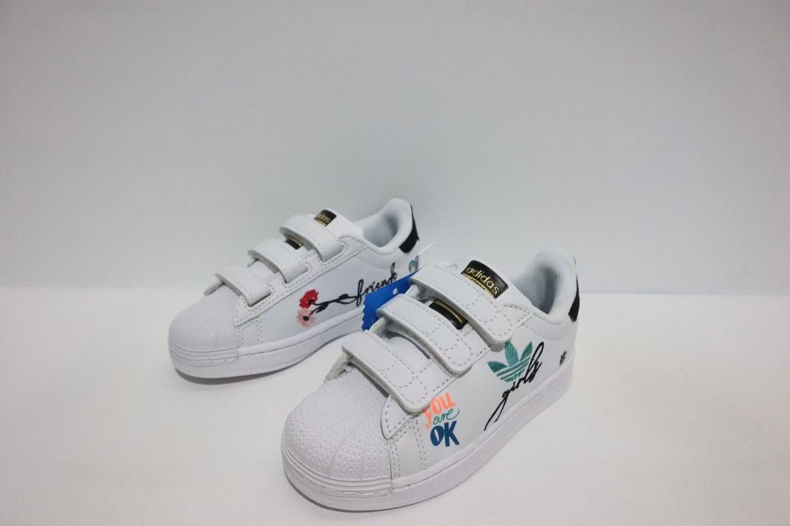 Shell toe two-layer cartoon children's shoes" white"