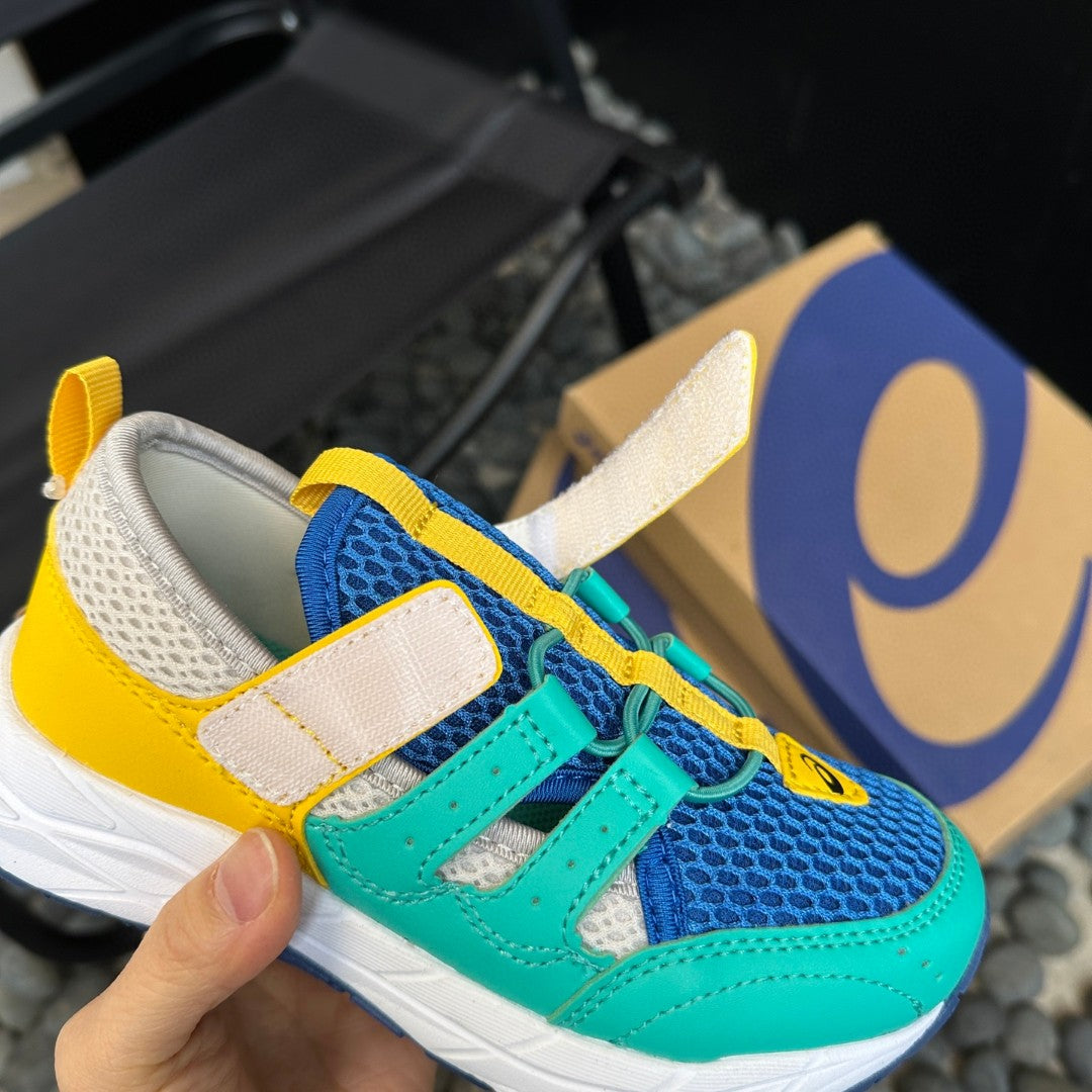 Asics children's tire hiking shoes "  yellow, blue (royal blue and teal)"