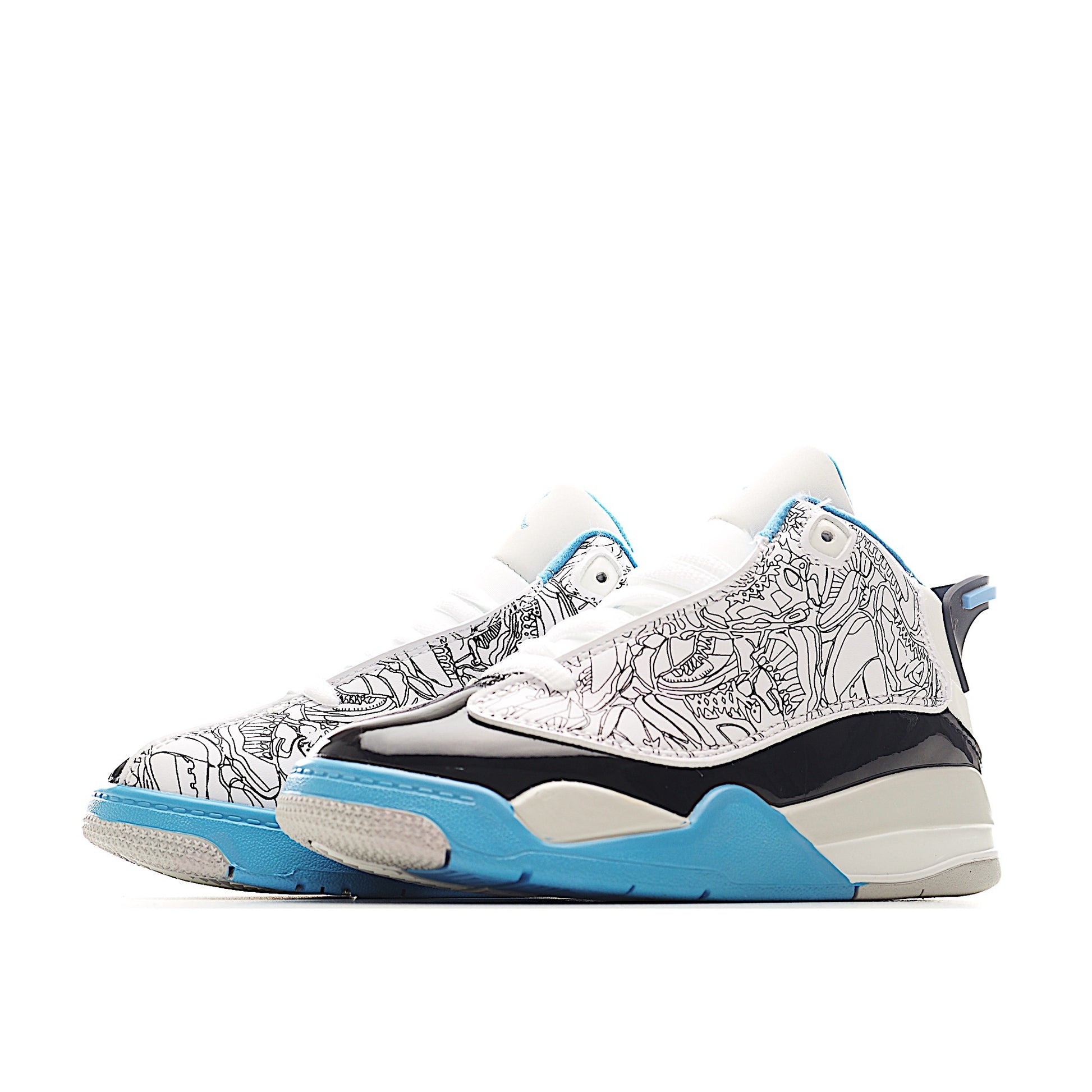 Jordan Zero Lace-Up Basketball Shoes for Kids" black, white, blue"