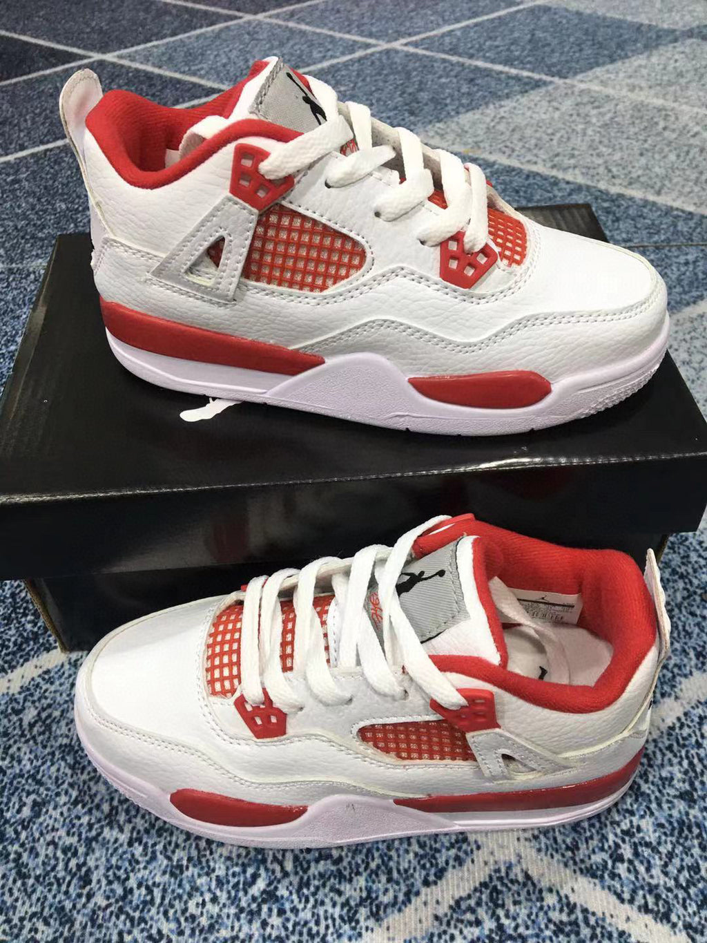 Jordan 4 children's sports shoes" white, red"