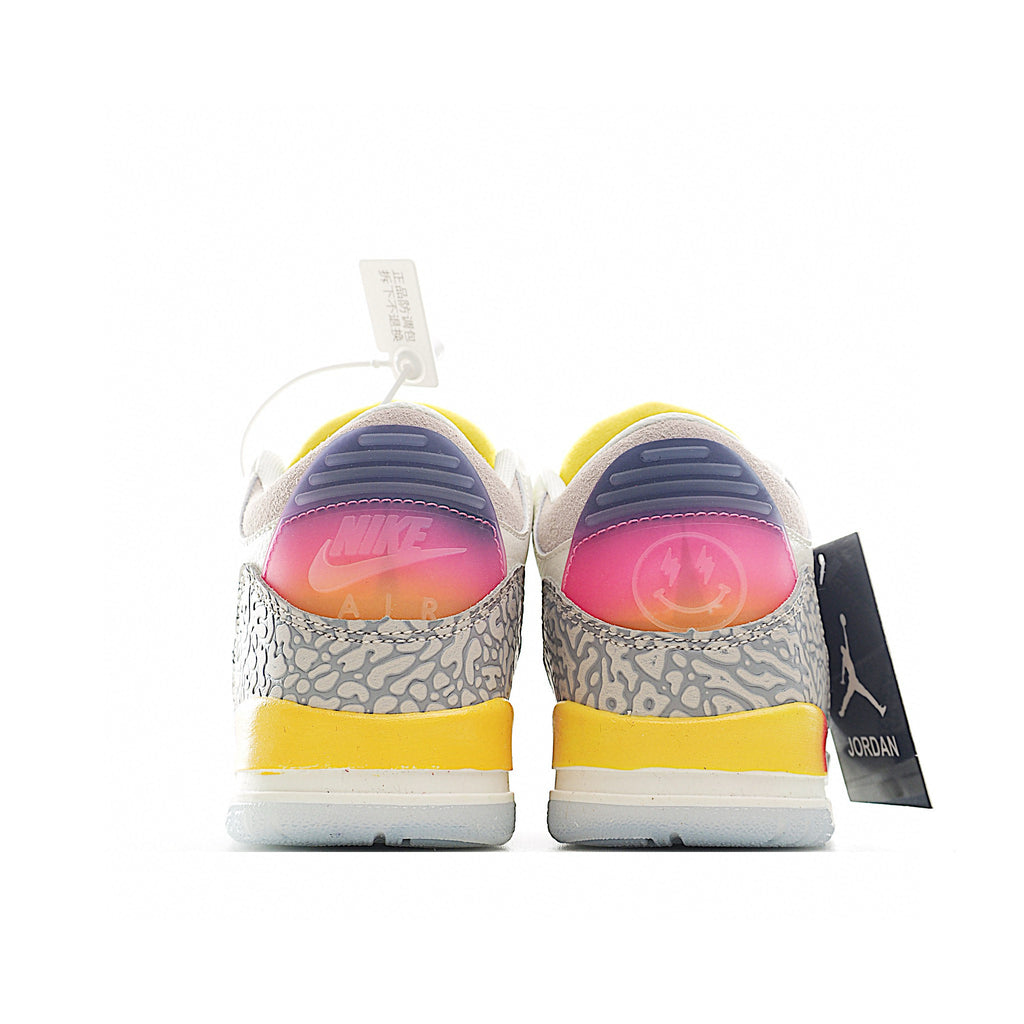 Joe 3 air cushion bottom children's shoes" white, pink, yellow"