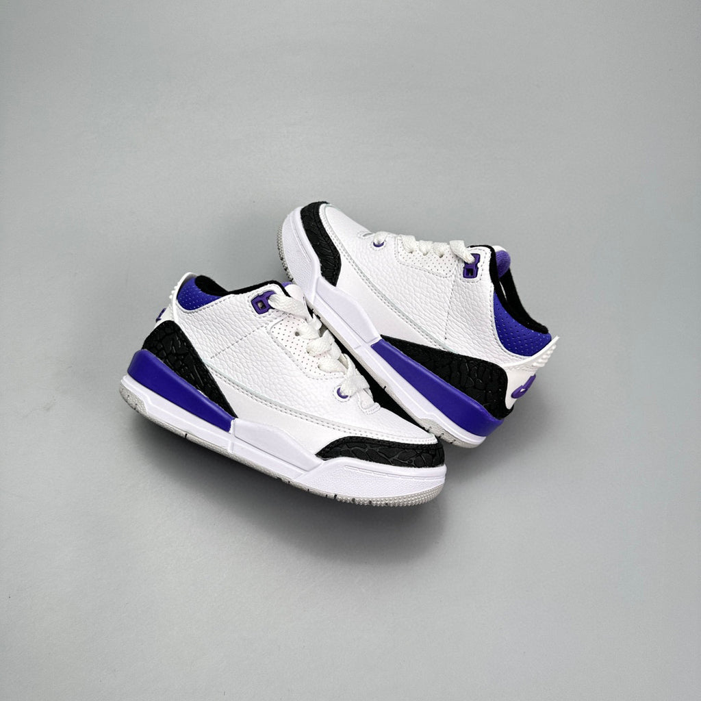 Jordan 3 children's shoes" white, black, blue"
