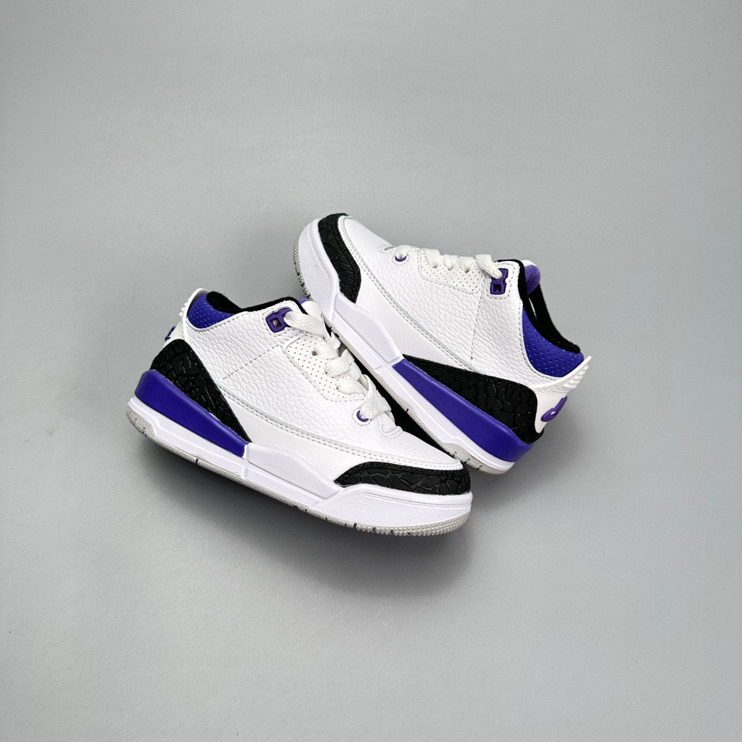 Jordan 3 children's shoes" white, black, blue"