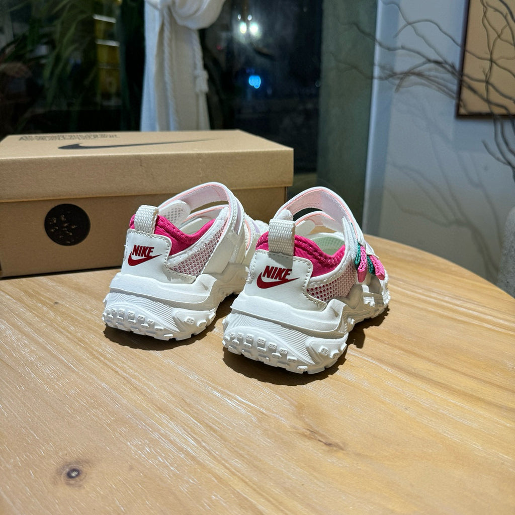 Nike tire bottom Velcro hollow sandals" white, pink"