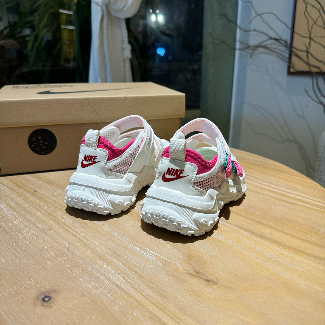 Nike tire bottom Velcro hollow sandals" white, pink"