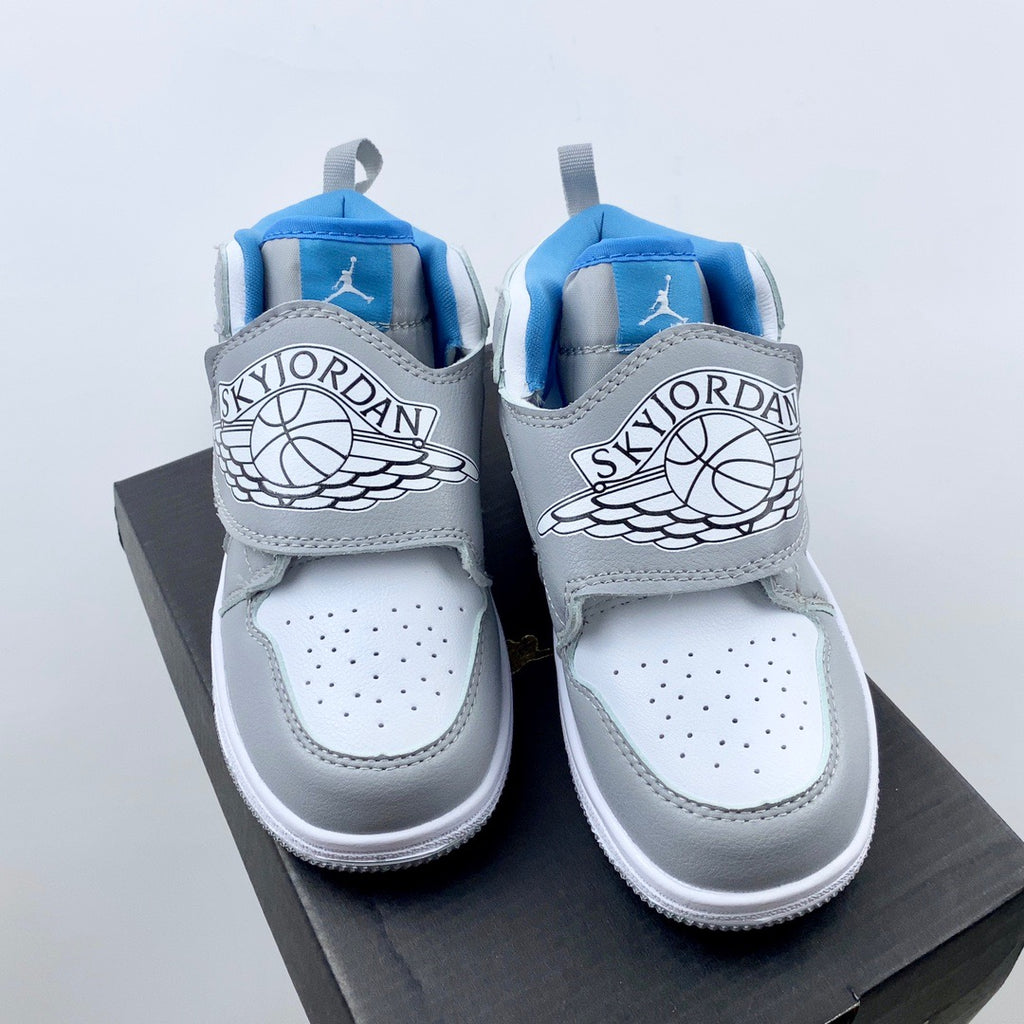 AJ Joe One-Wing Velcro Children's Shoes" white, grey"