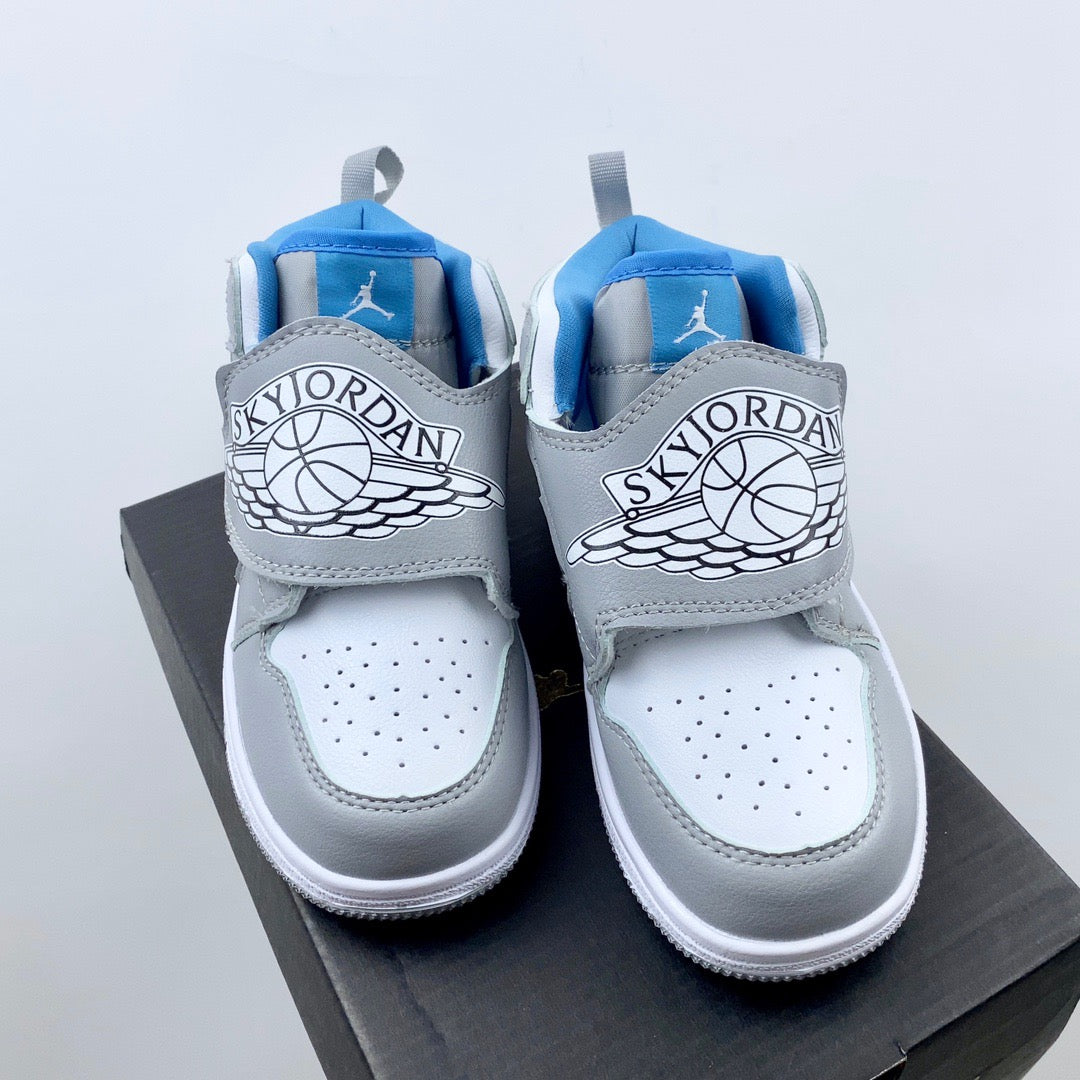 AJ Joe One-Wing Velcro Children's Shoes" white, grey"