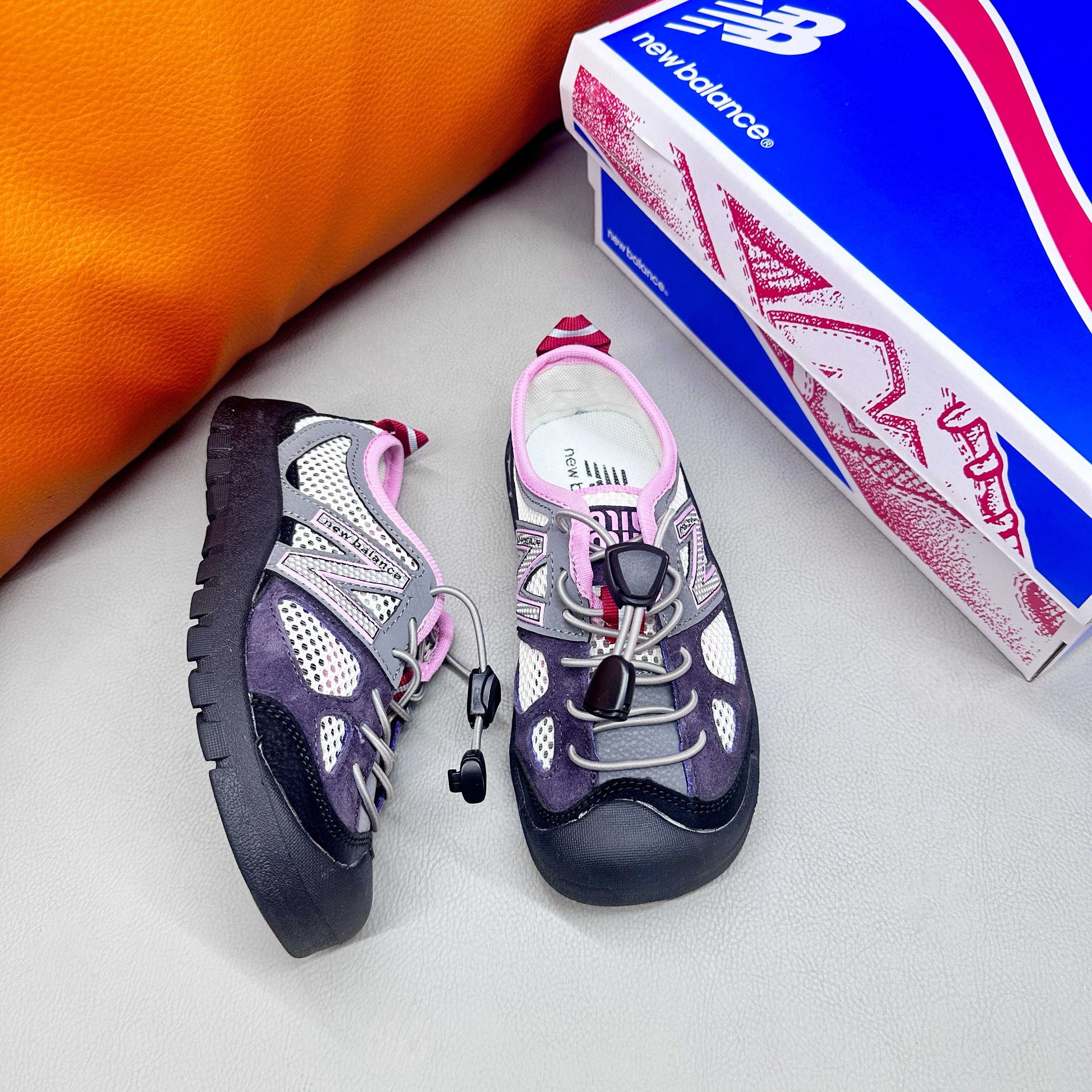 N530 MIUMIU Stream Sandals" Purple and white mesh, gray"