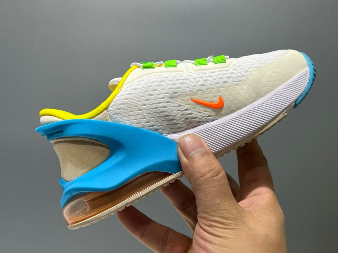 Nike 270 third generation elastic band air cushion children's shoes" white, green, yellow"
