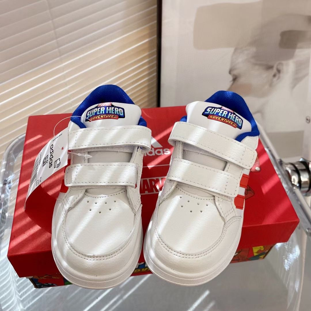 Adidas co-branded Velcro children's shoes" white, red, blue"