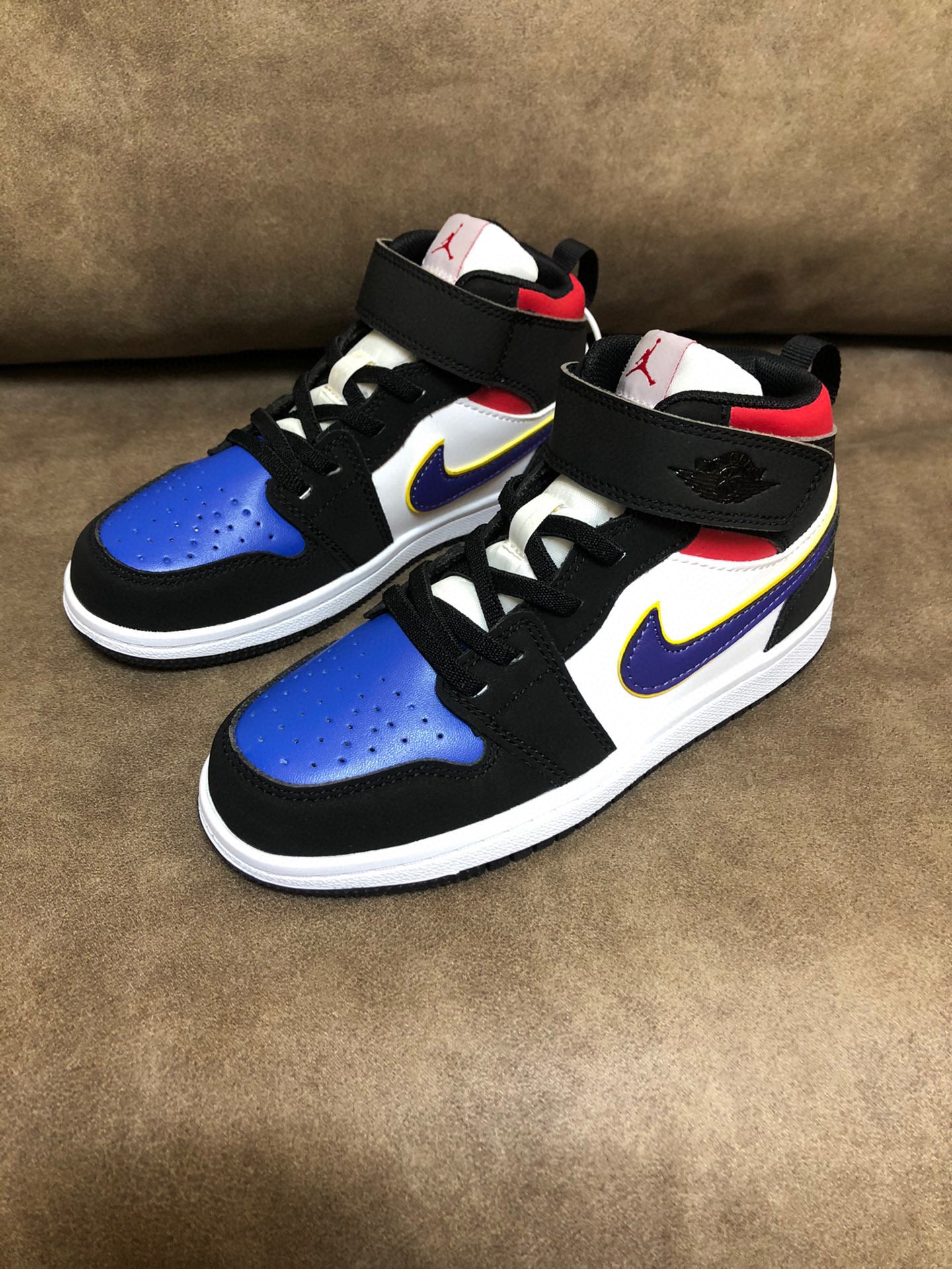 Joe's high-top Velcro children's shoes" white, black, blue"