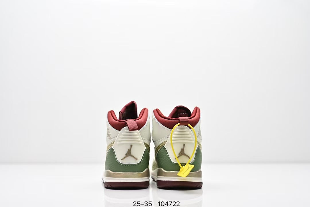 Jordan 312 high top children's shoes full second layer leather" white, green, red"