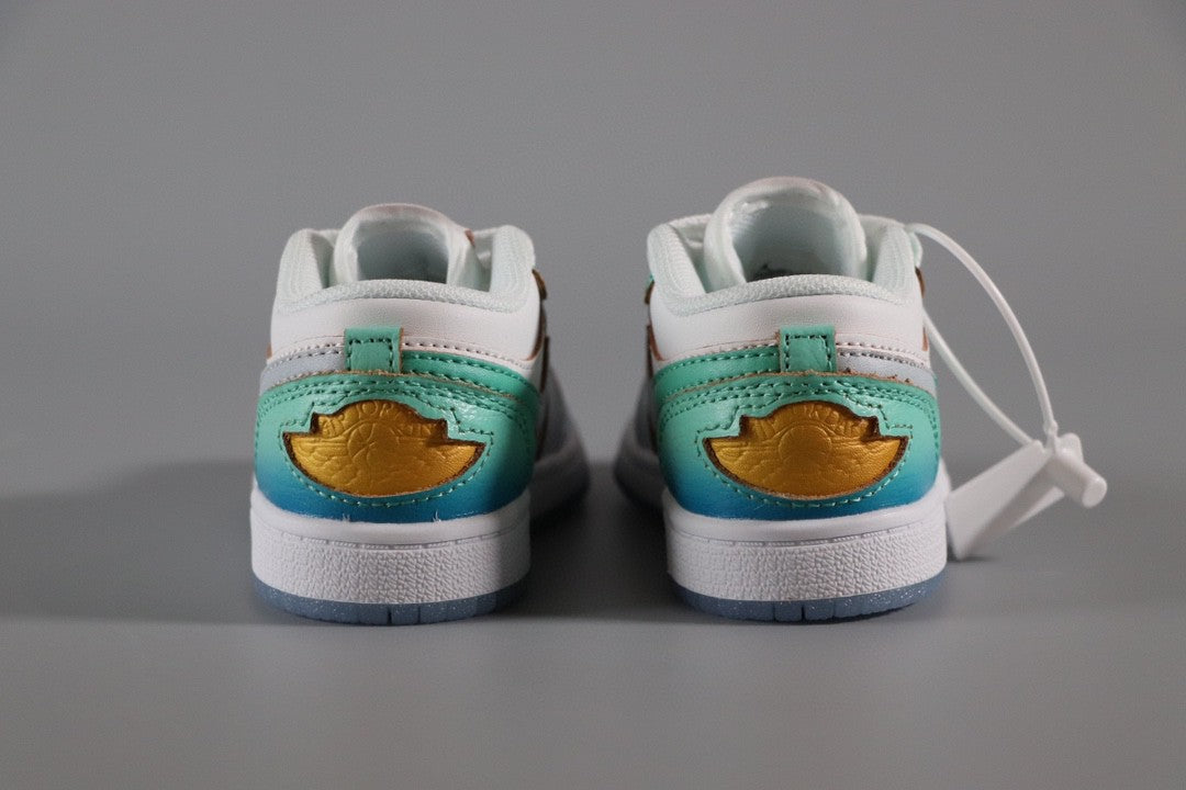 Jordan 1 Classic Kids Shoes" white, turquoise"