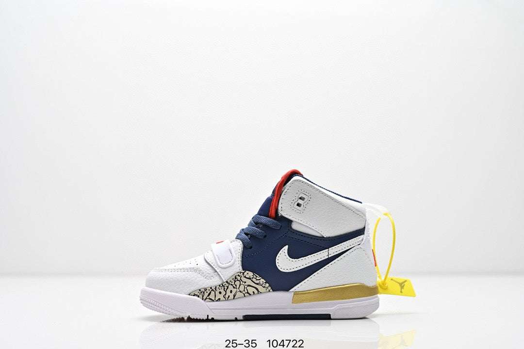 Jordan 312 children's shoes" White, Dark blue, & grey elephant print"