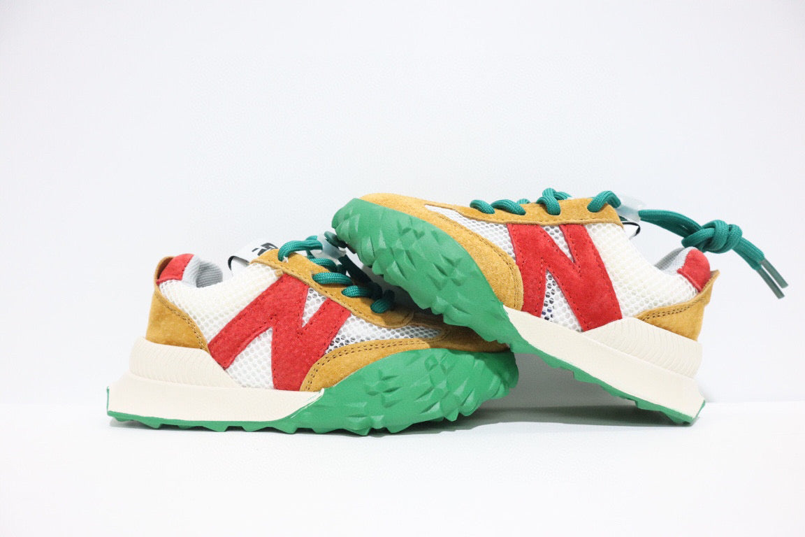 N official website synchronized parallel bars sandals " red, off white, dark green"