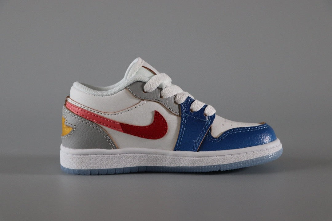 Jordan 1 Classic Kids Shoes" white, blue, gray"