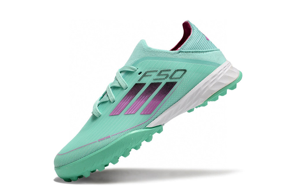 Adidas F50 knitted waterproof football shoes" Turquoise, white"