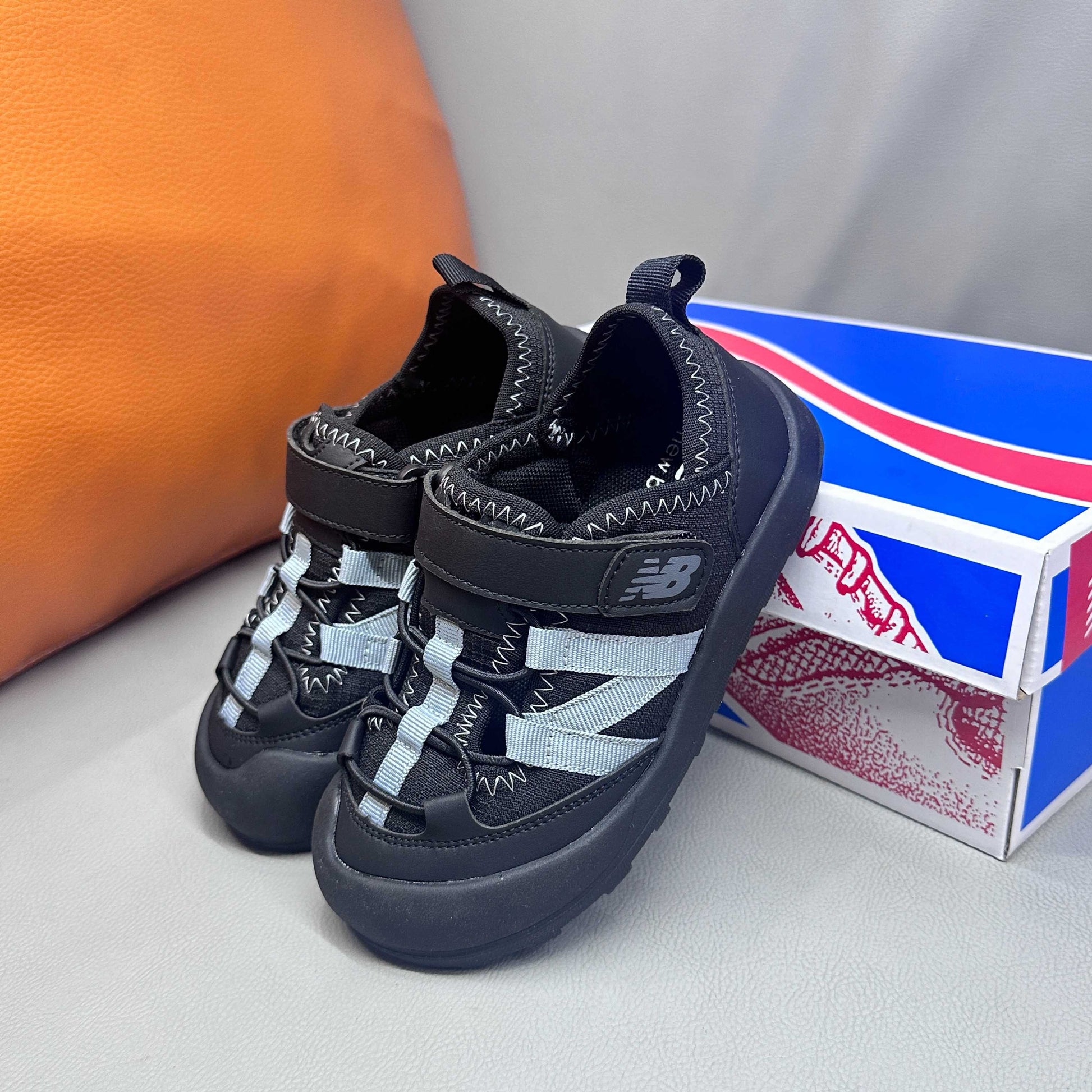 N3205 Velcro Sandals "black,  light blue-grey "