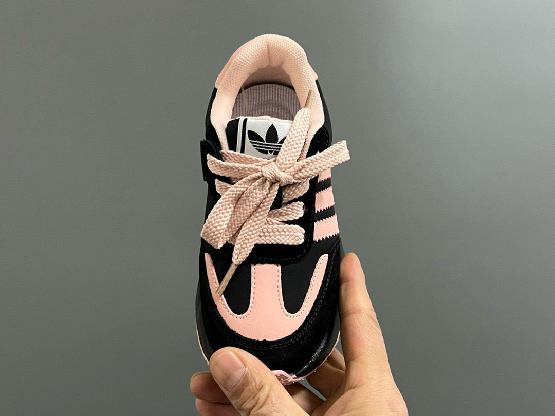 Adidas three stripes Velcro children's shoes " black, pink"