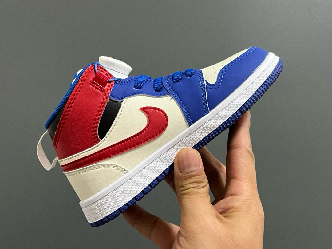 Joe 1 Zhongbang lock children's sports shoes" cream , blue, red"