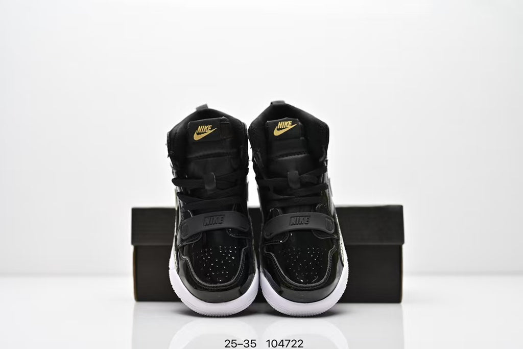 Jordan 312 high top children's shoes full second layer leather" Black"