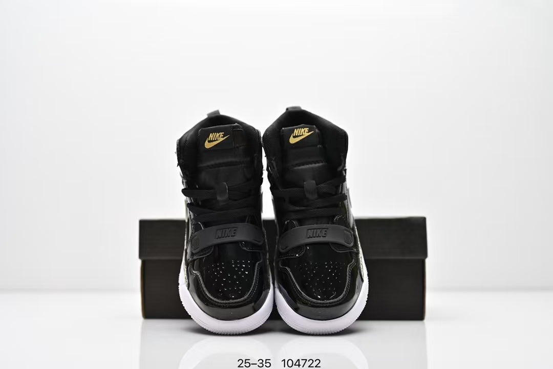 Jordan 312 high top children's shoes full second layer leather" Black"
