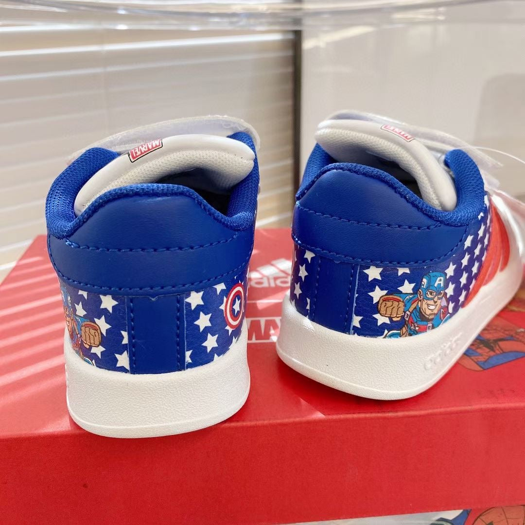 Adidas co-branded Velcro children's shoes" white, red, blue"