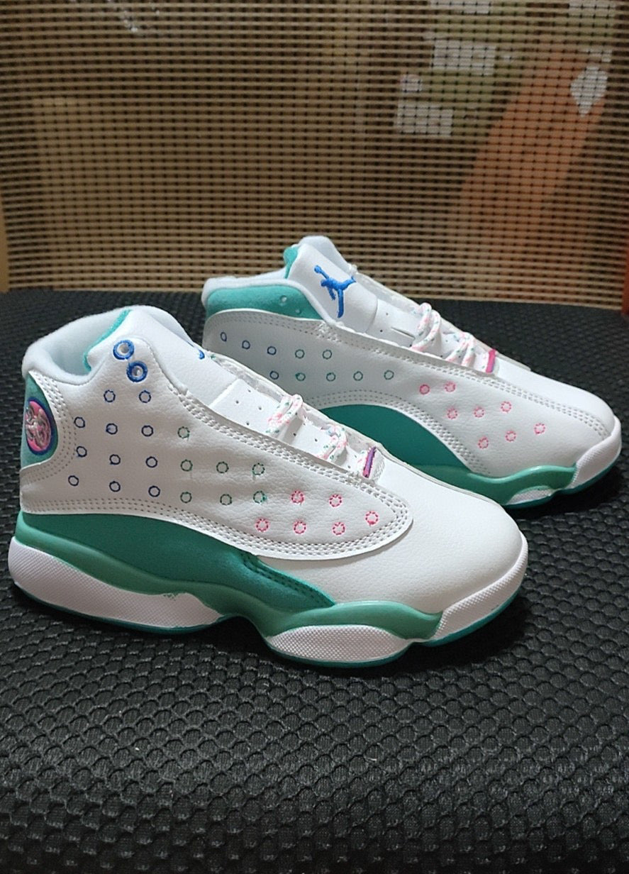 Joe 13 high top children's shoes" white, turquoise"