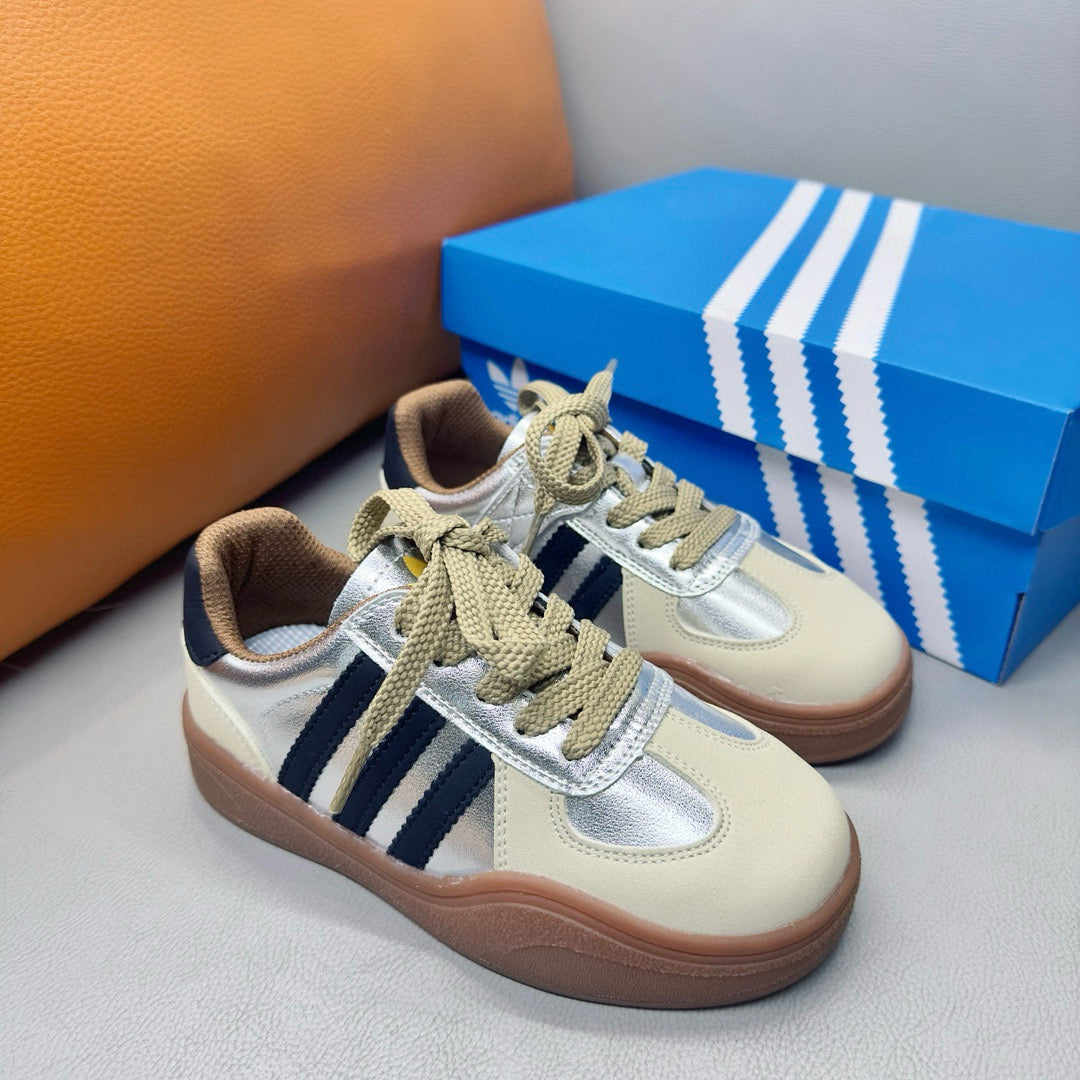 Adidas third generation children's German training shoes" white, silver"