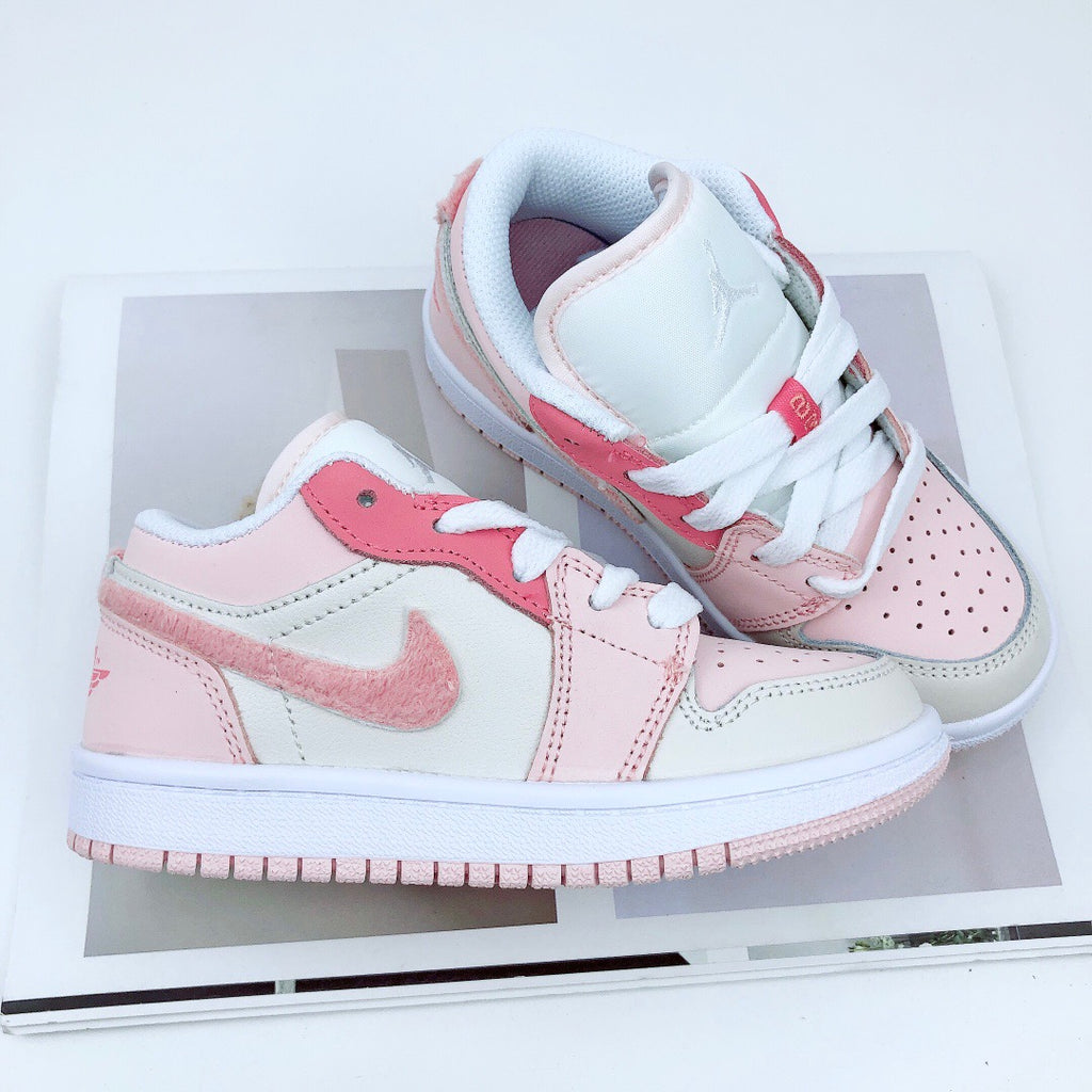 Joe 1 low-top elastic buckle parent-child shoes" baby pink, Cream, white"