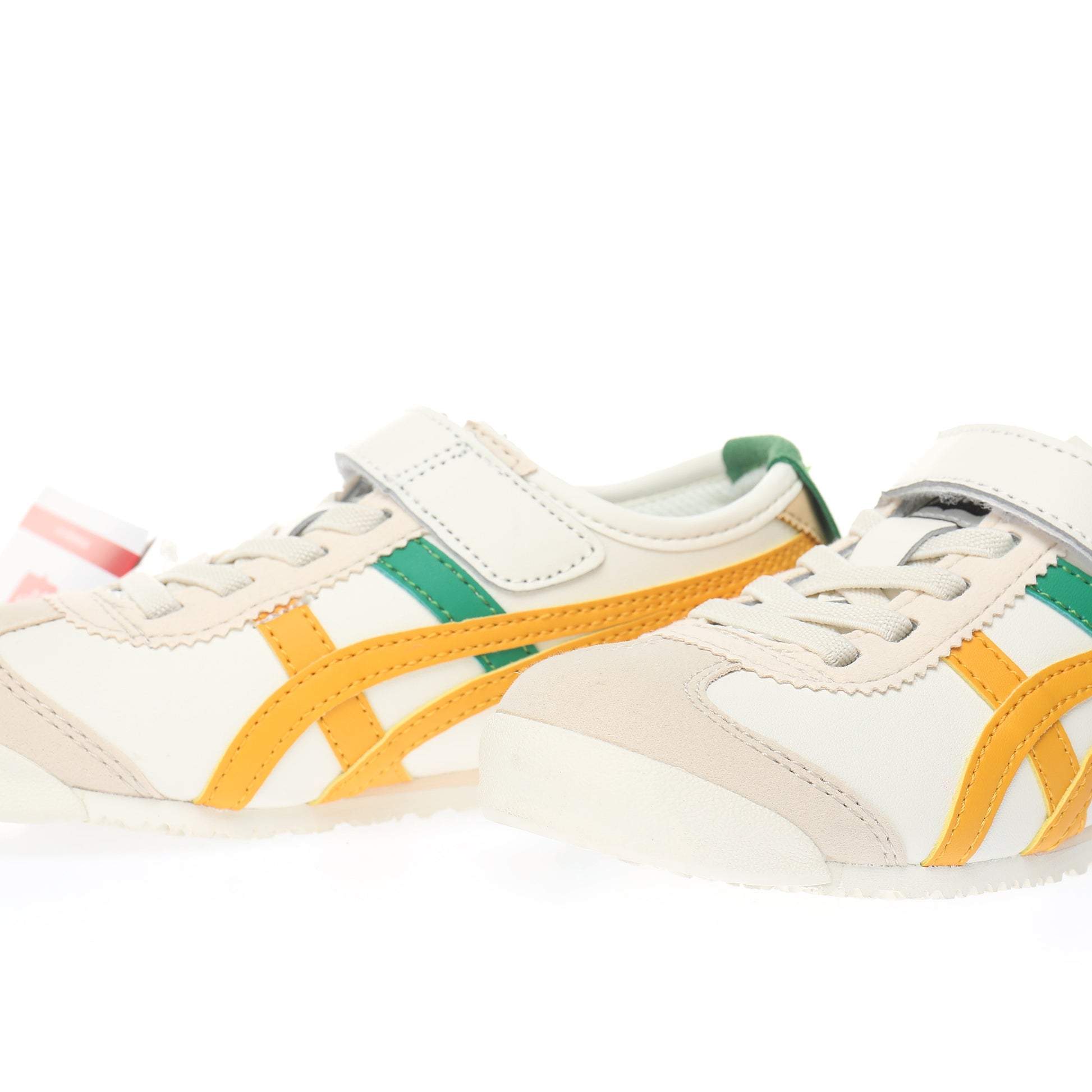 Asics Tiger" cream, orange, green"