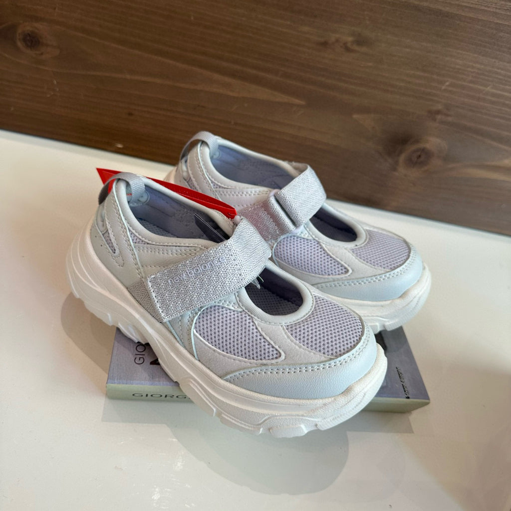 Mary Jane Closed Toe Sandals" light grey, & lavender tint"