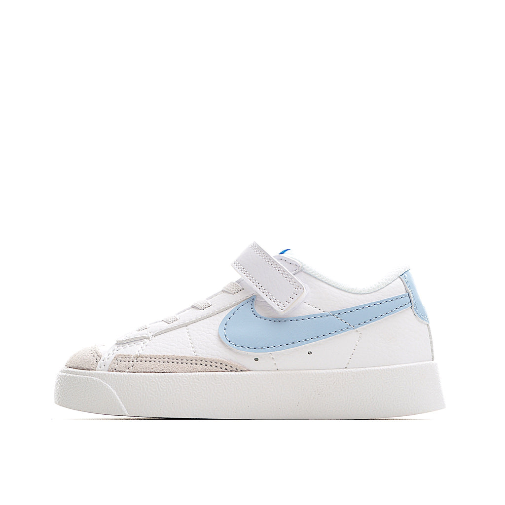 Trail Blazers Velcro Low-Top Kids Sneakers" white, sky blue"