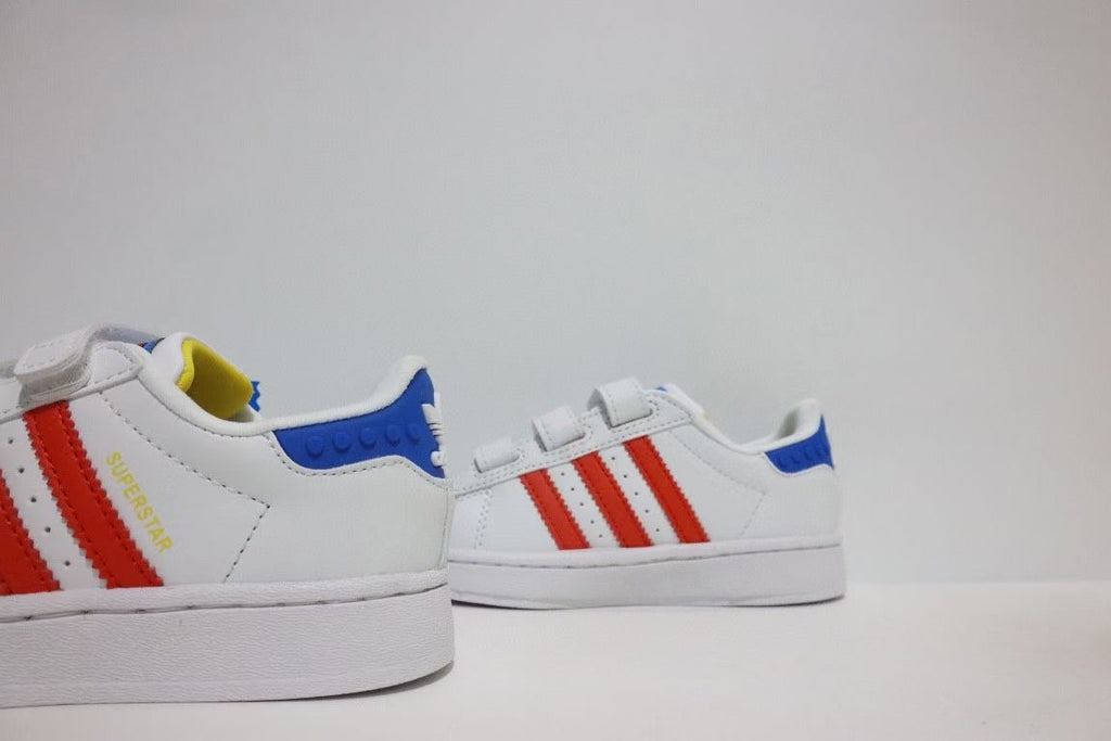 Shell toe two-layer cartoon children's shoes" white, red"