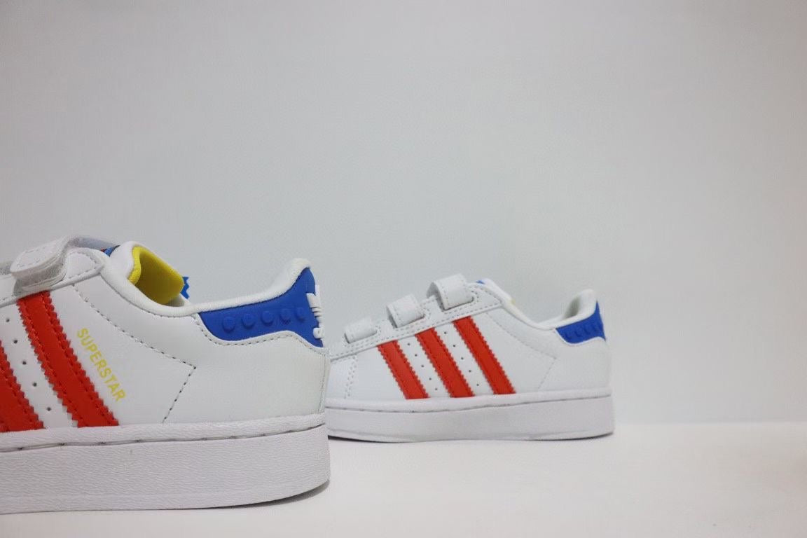 Shell toe two-layer cartoon children's shoes" white, red"