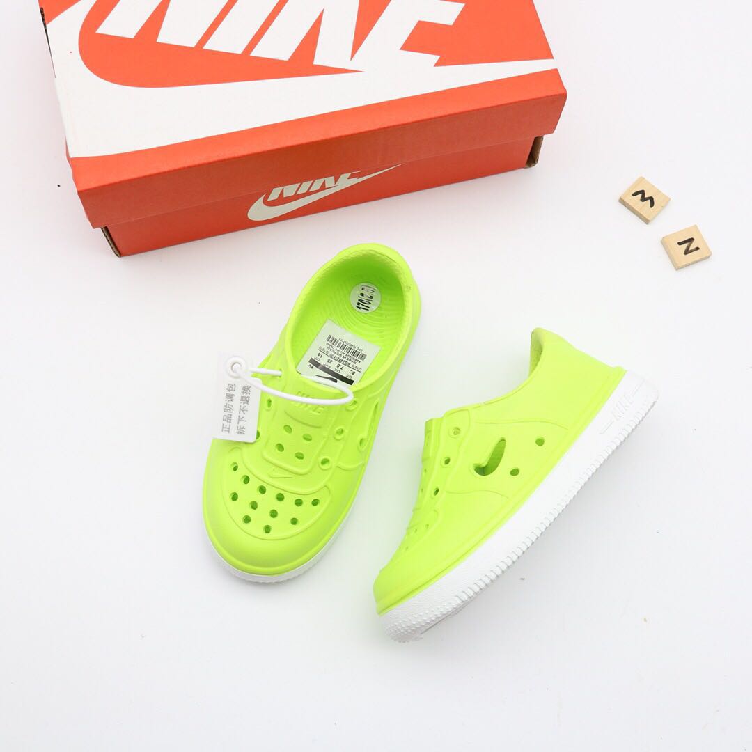 Nike Air Force Hole Shoes Beach Sandals" neon yellow-green"