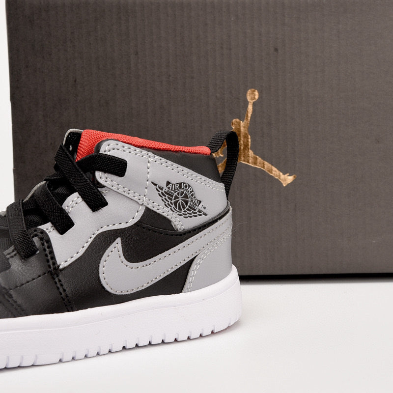 Jordan high top inner Velcro elastic band children's shoes" gray, black"