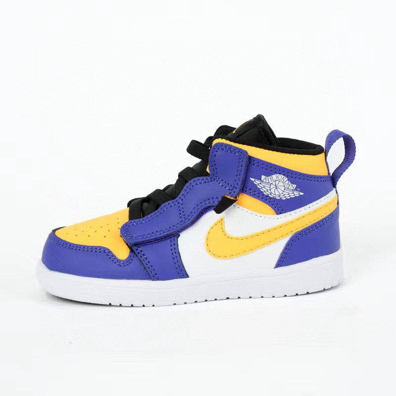 Jordan high top elastic band" white, blue, yellow"