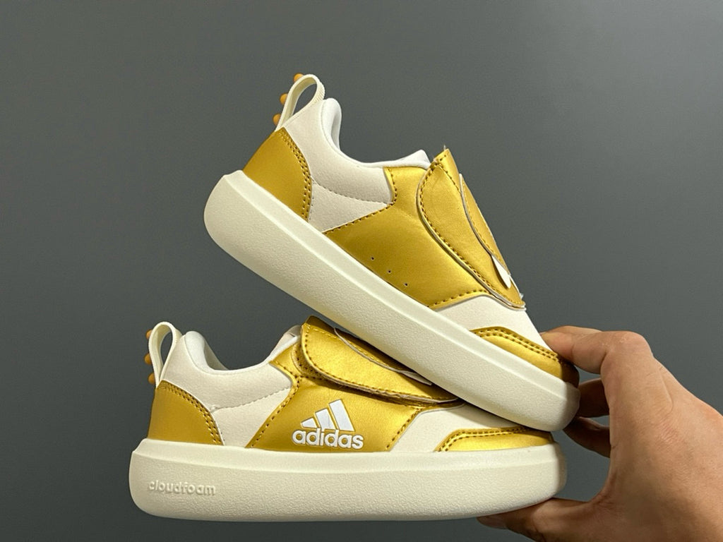 Adidas Little Dragon joint Velcro children's shoes"white, gold"